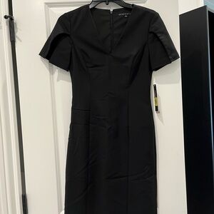 ANTONIO MELANI Black Sheath Dress with Flutter Sleeves